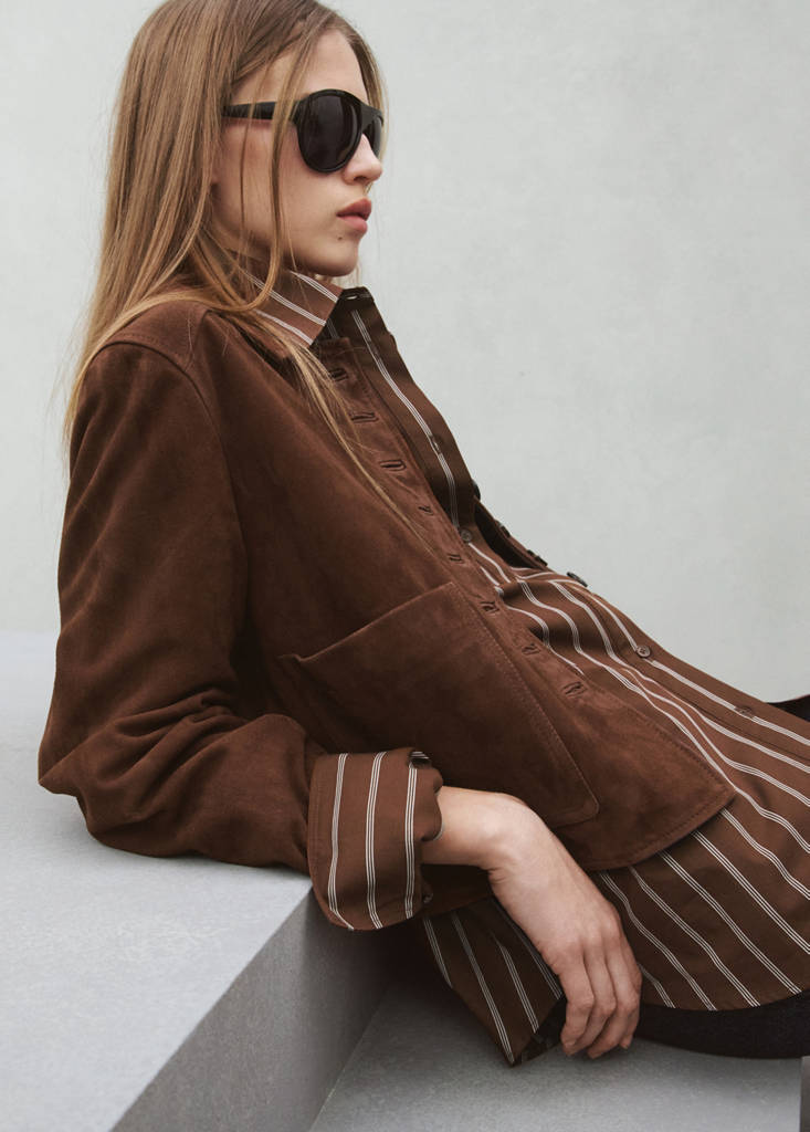 Pocket striped shirt — Brown