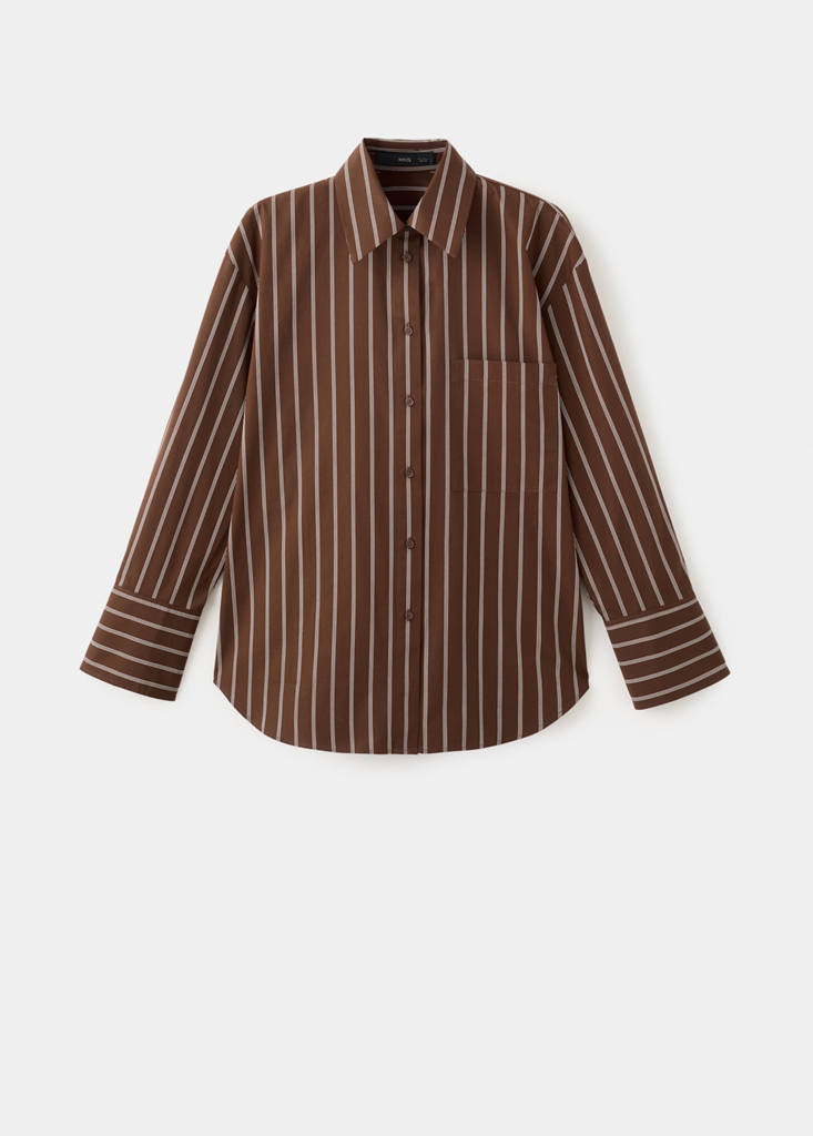 Pocket striped shirt — Brown