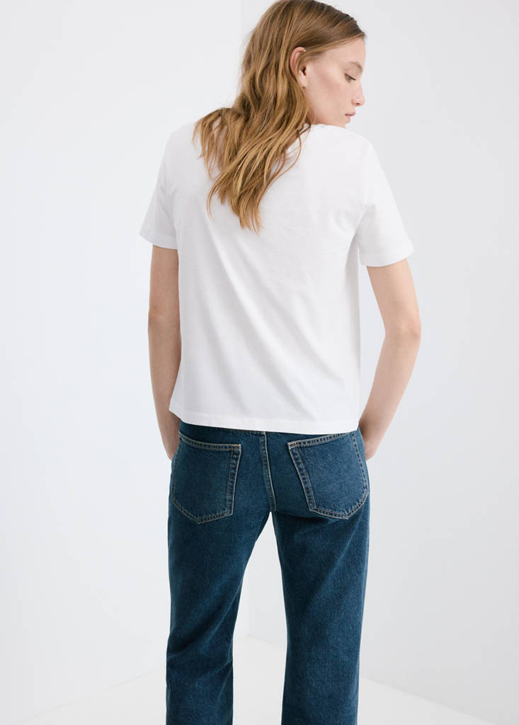 V-neck cotton T-shirt — White