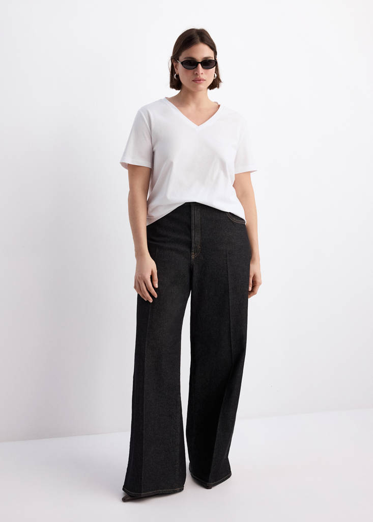 V-neck cotton T-shirt — White