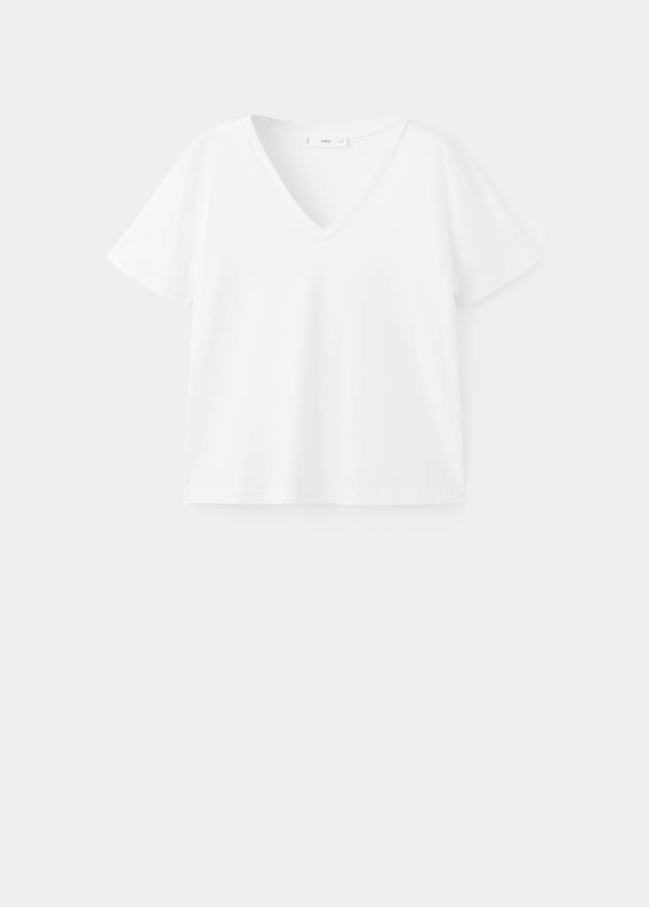 V-neck cotton T-shirt — White