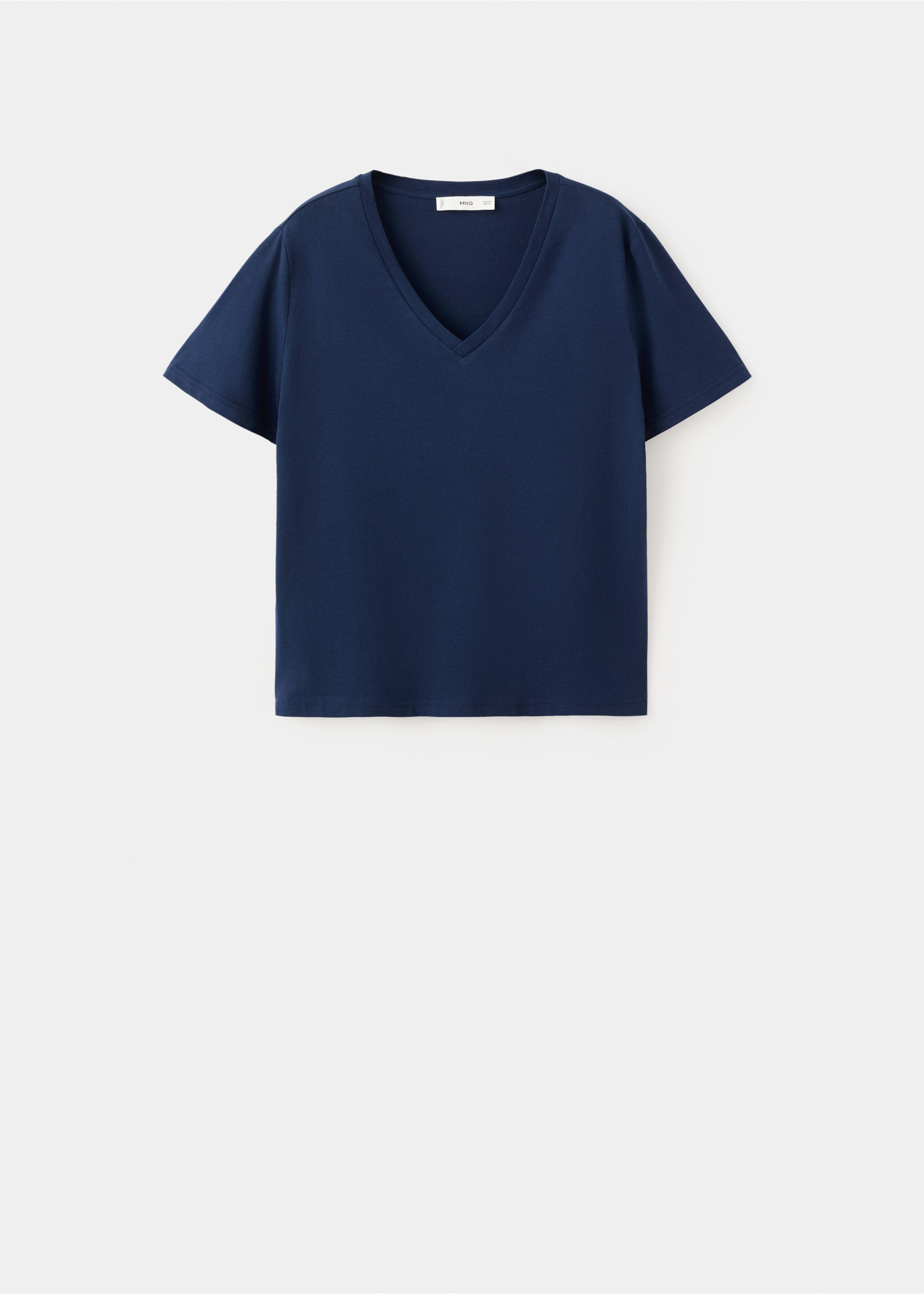 V-neck cotton T-shirt - Article without model, Navy. Ref: 27034091-00.