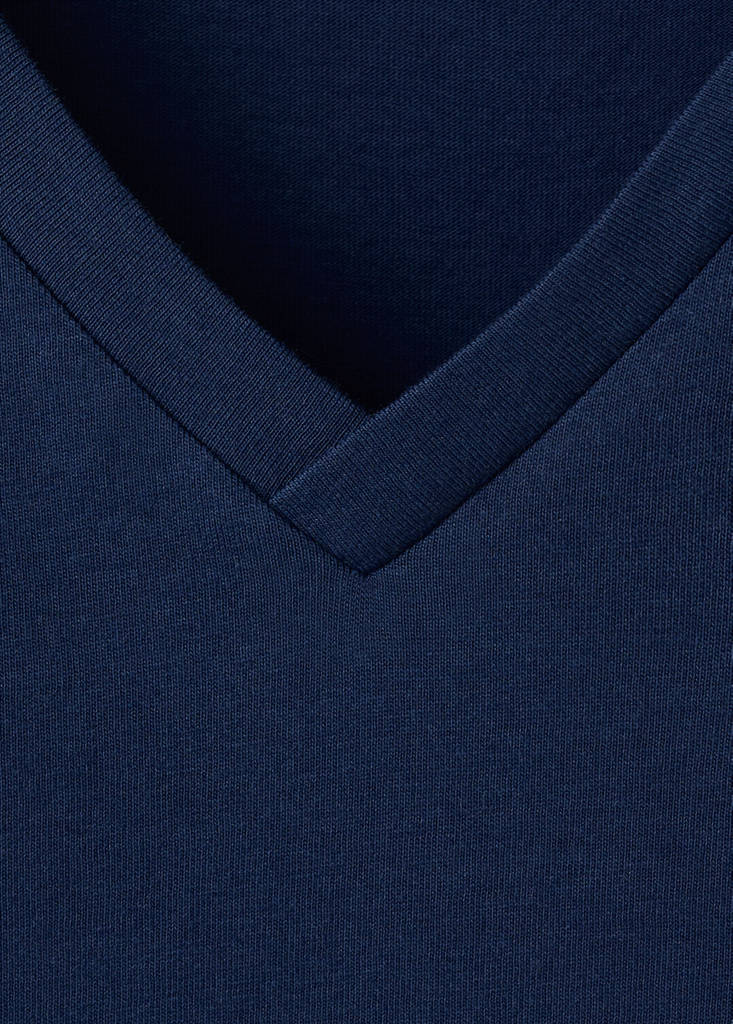 V-neck cotton T-shirt — Navy