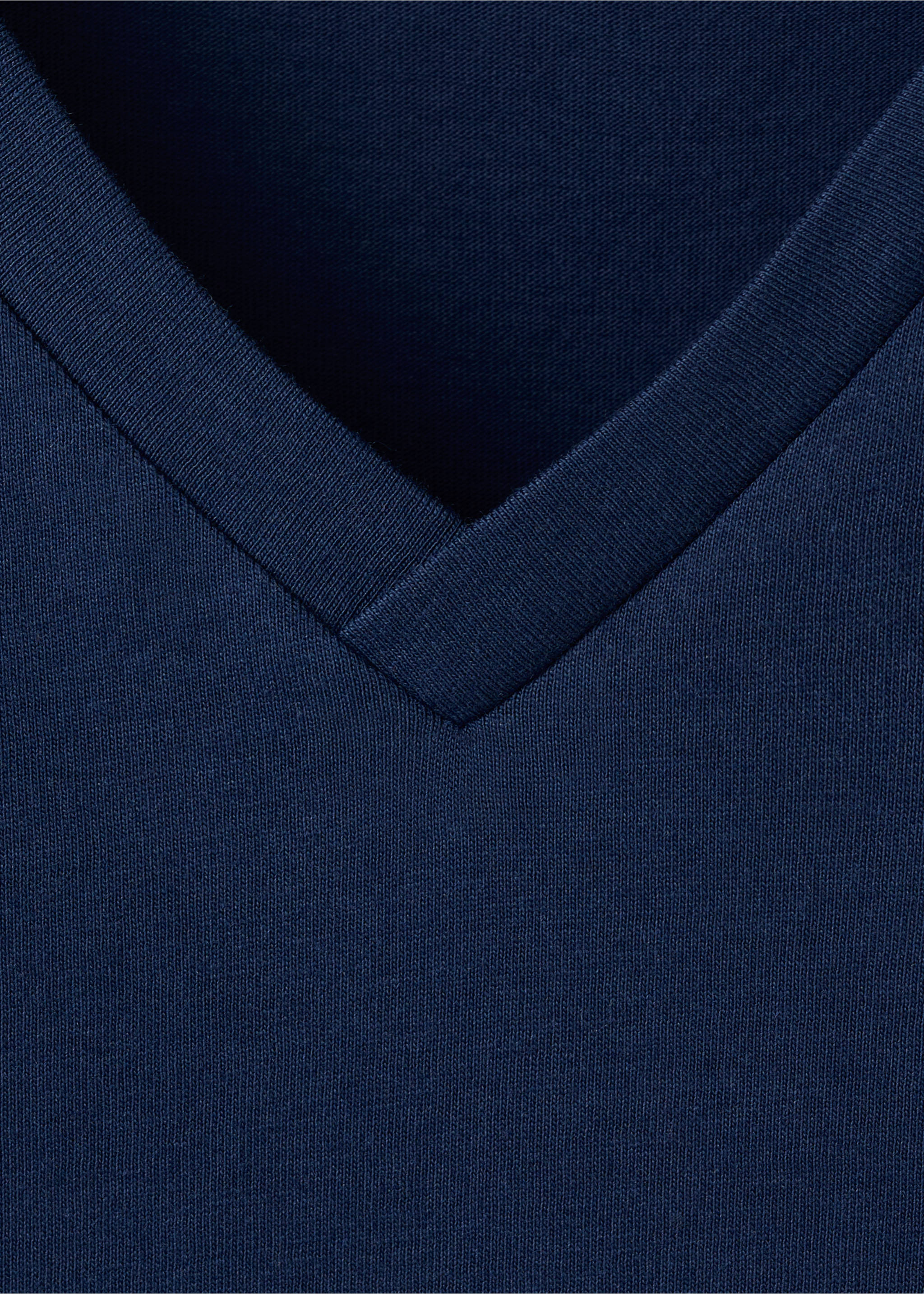 V-neck cotton T-shirt - Details of the article 8, Navy. Ref: 27034091-00.