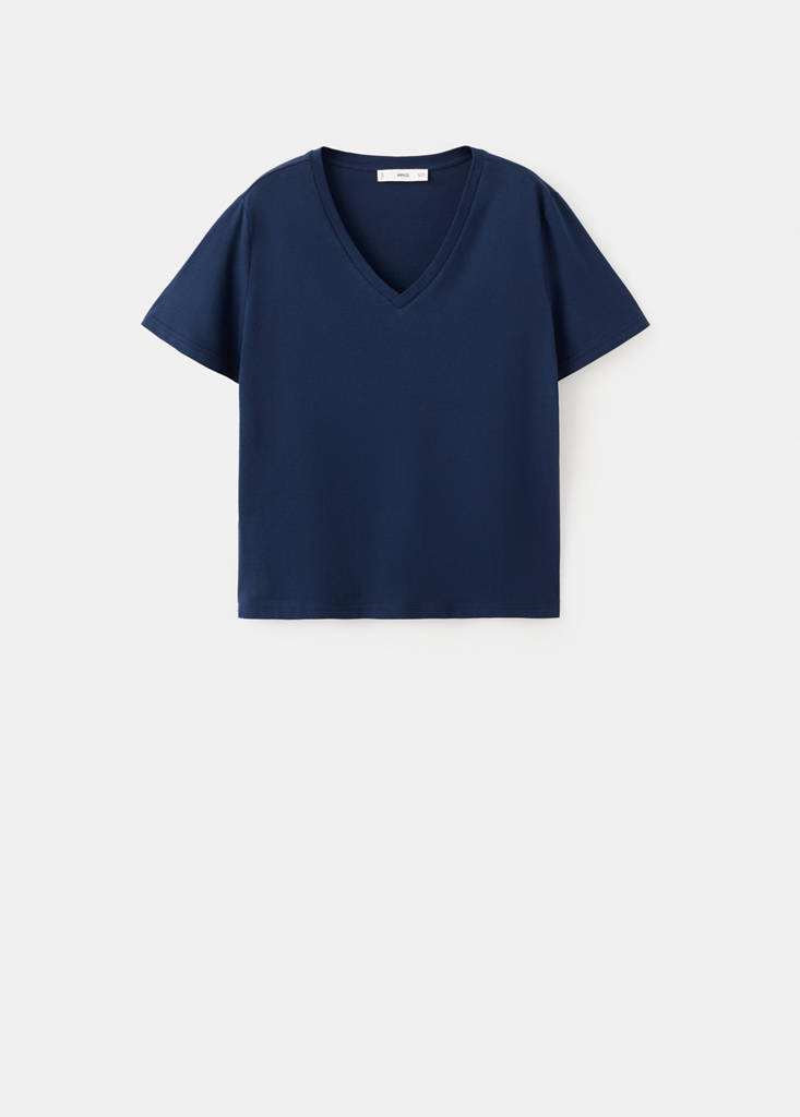 V-neck cotton T-shirt — Navy