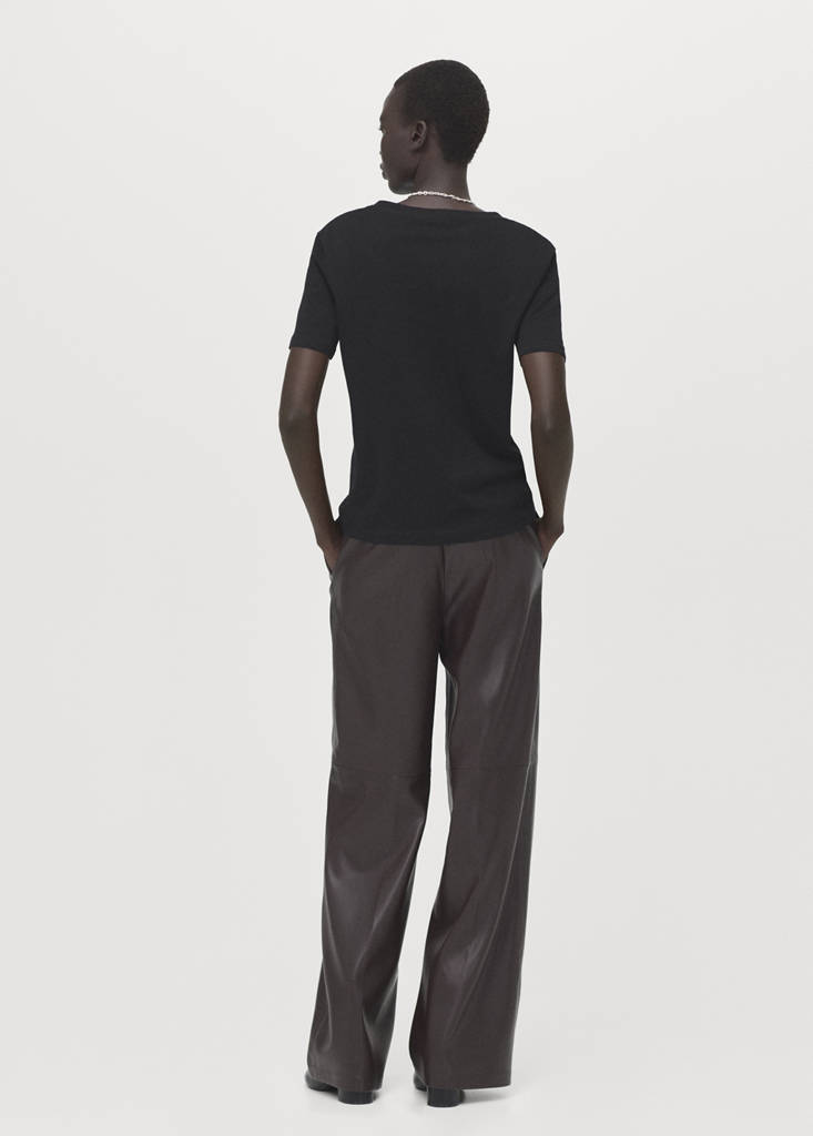 V-neck cotton T-shirt — Black