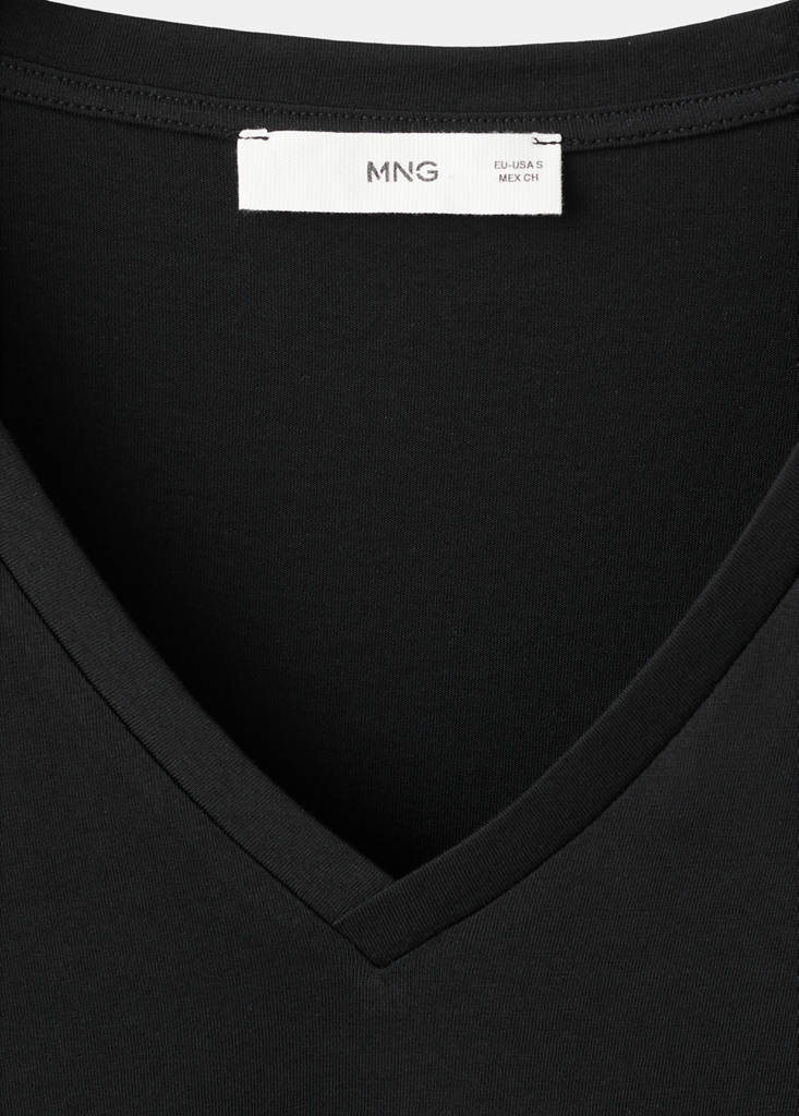 V-neck cotton T-shirt — Black