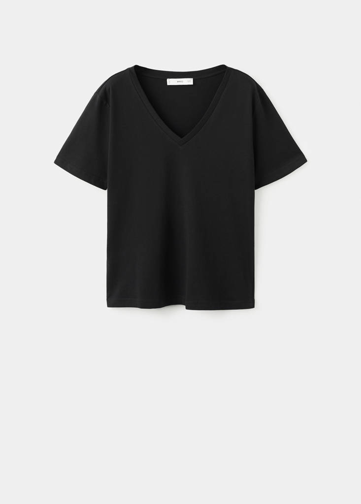 V-neck cotton T-shirt — Black