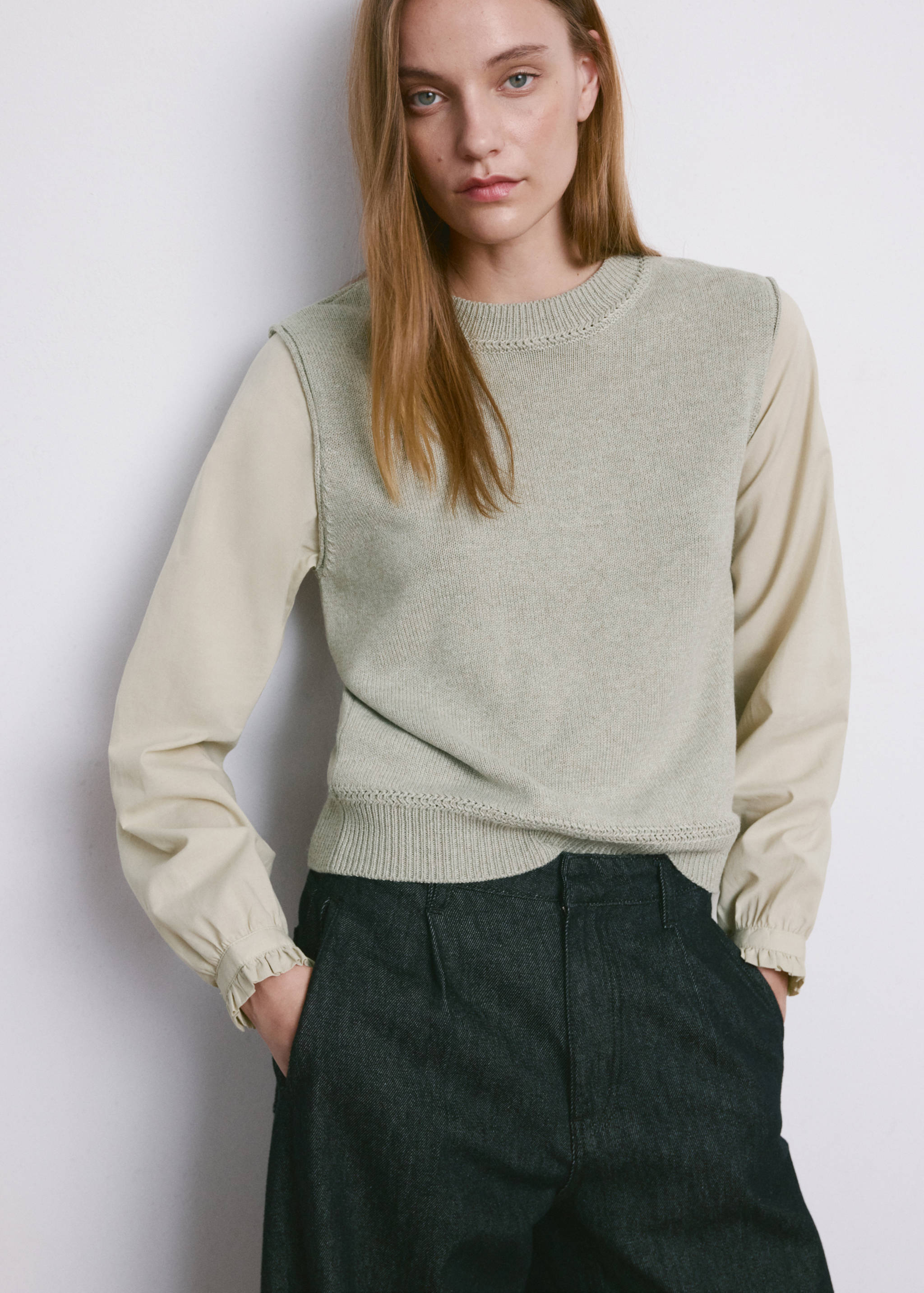 Combined knitted sweater - Medium plane