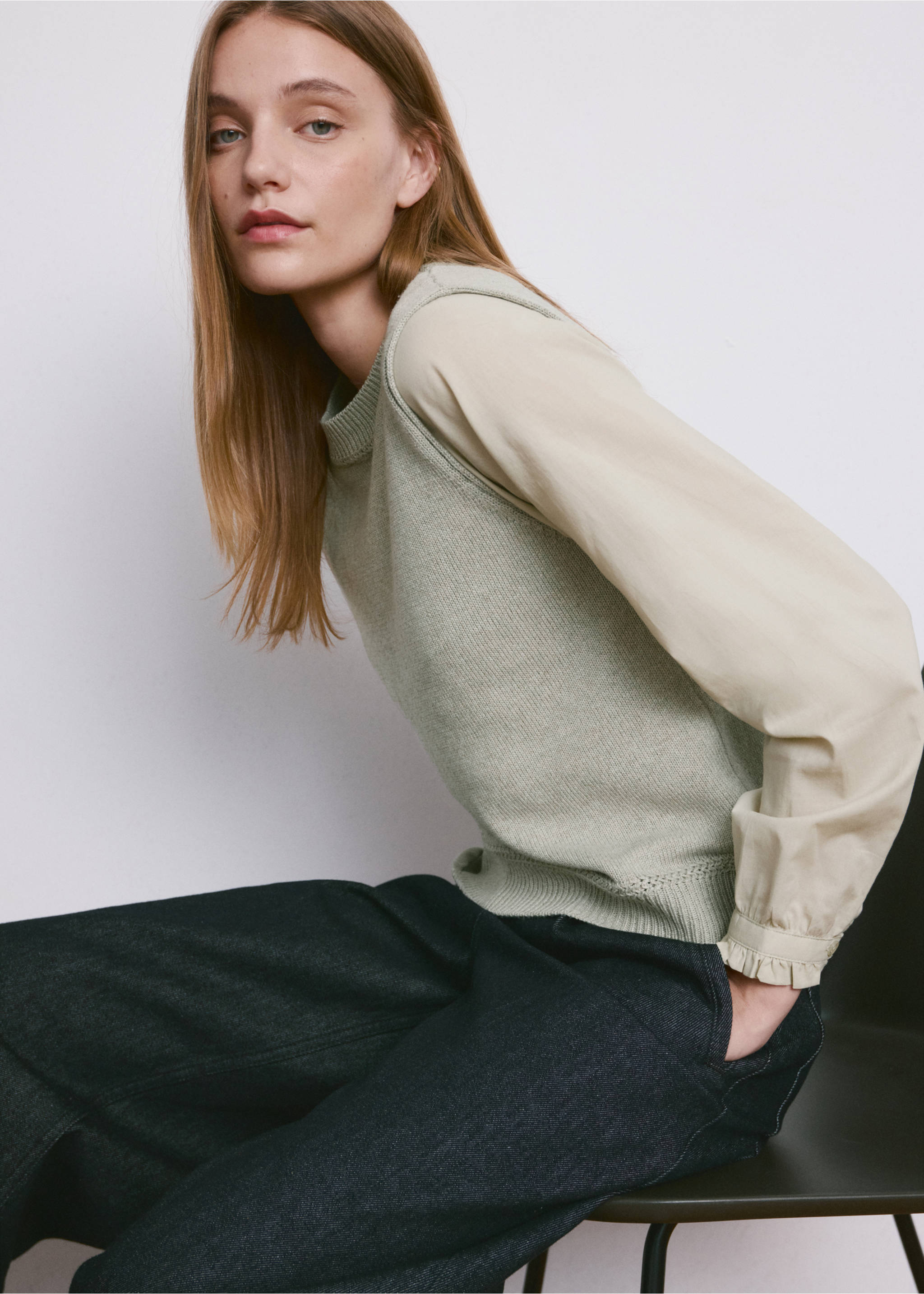 Jersey punto combinado - Detalle del artículo 2, Verde agua. Ref: 27034093-00.