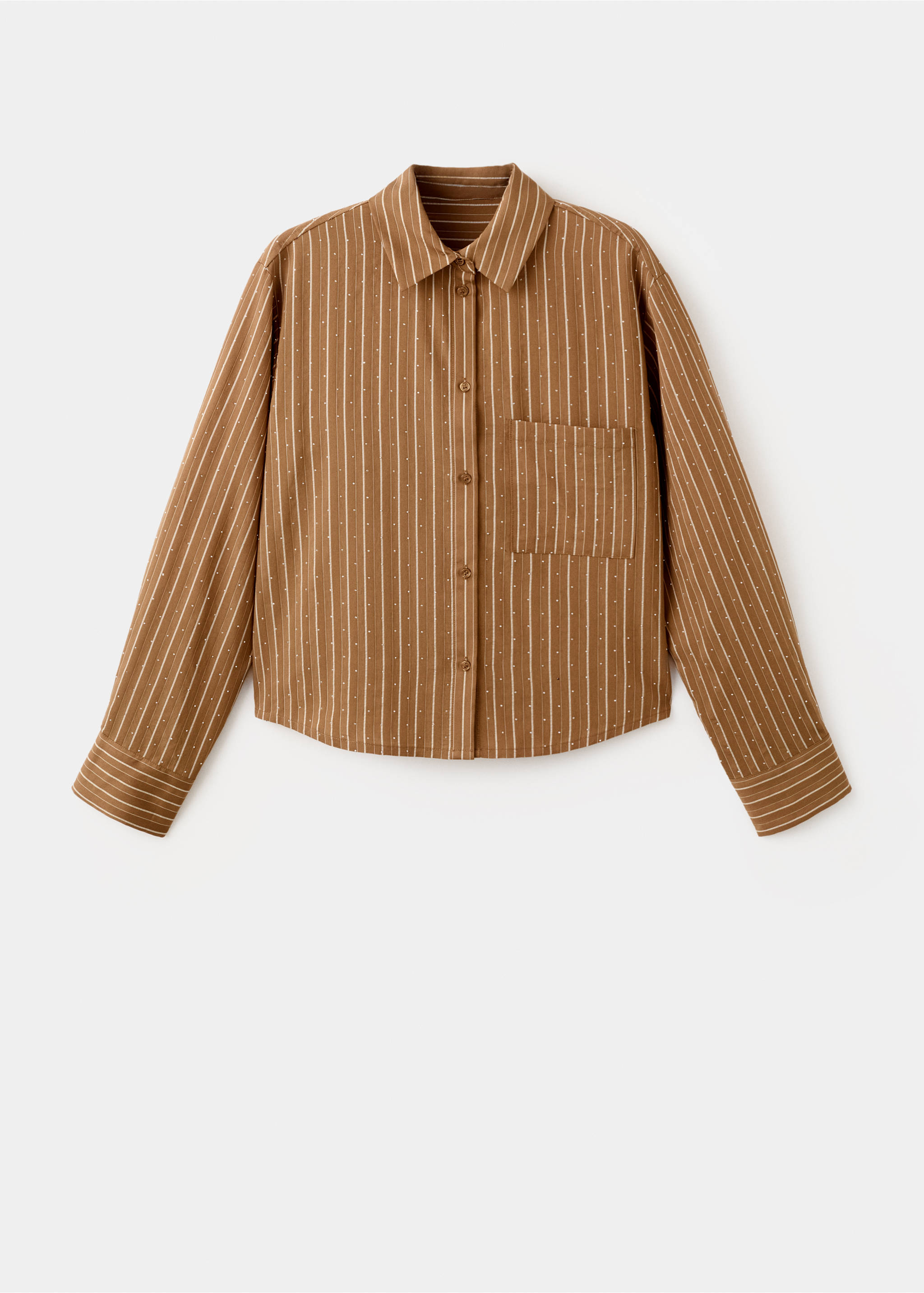 Striped shirt with rhinestone detail - Article without model, Brown. Ref: 27034094-00.