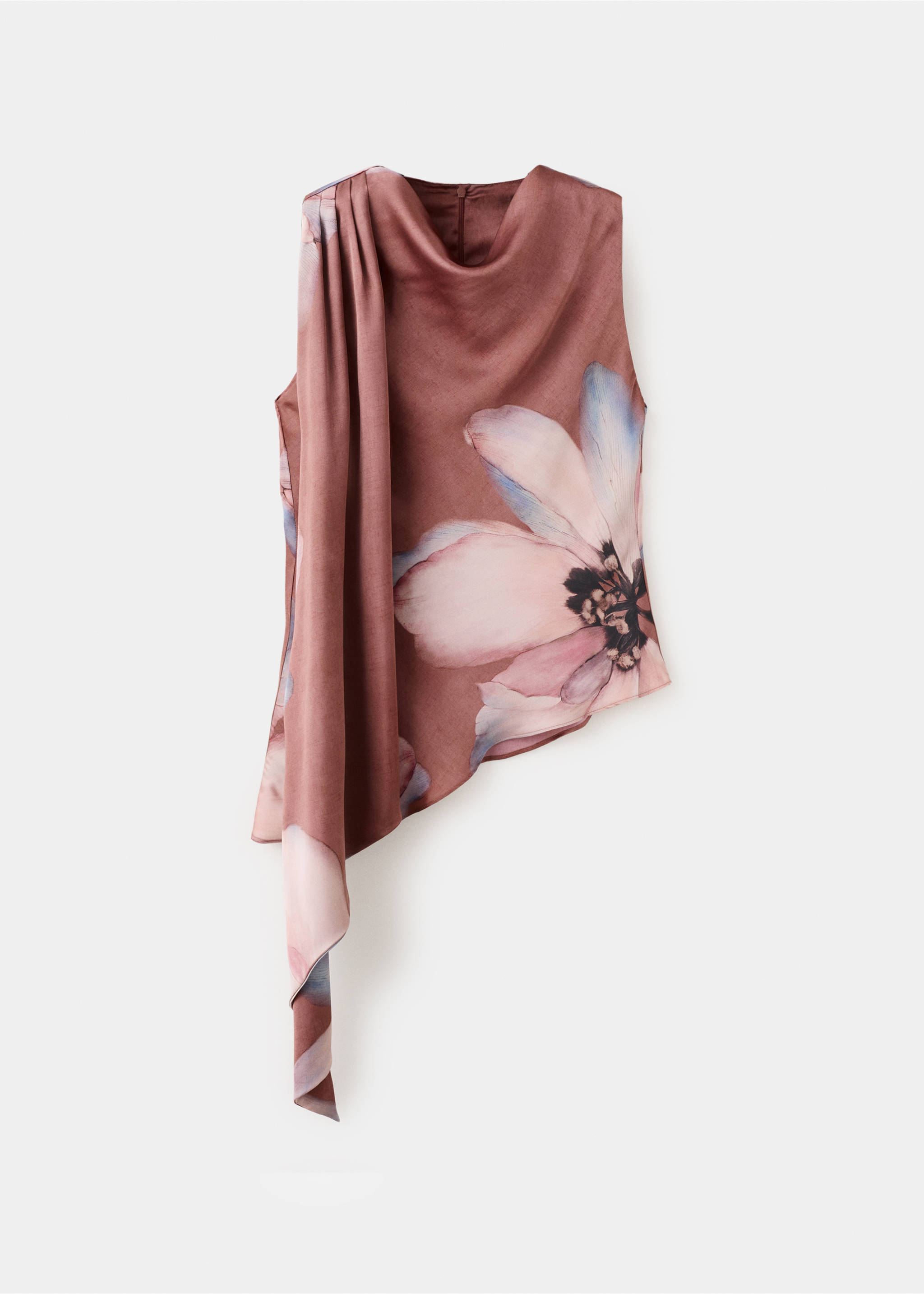 Floral blouse with gathered neckline - Article without model, Pastel Pink. Ref: 27034096-00.