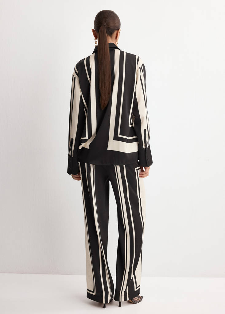 Satin printed trousers — Black