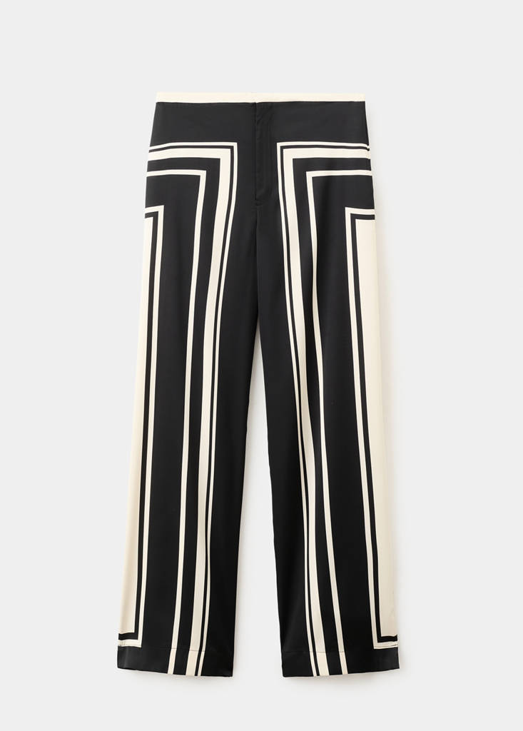 Satin printed trousers — Black