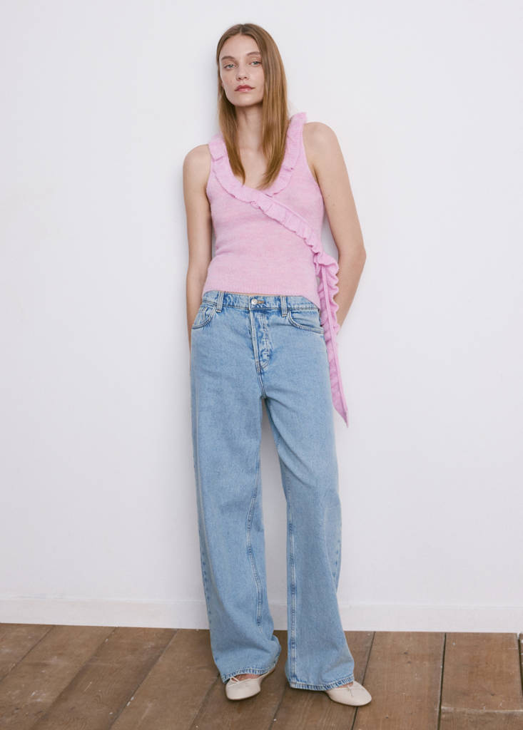 Ruffle knit top — Pink