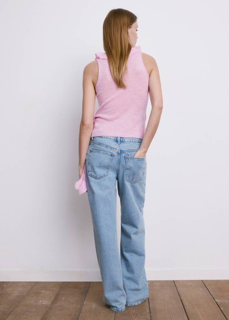 Ruffle knit top — Pink