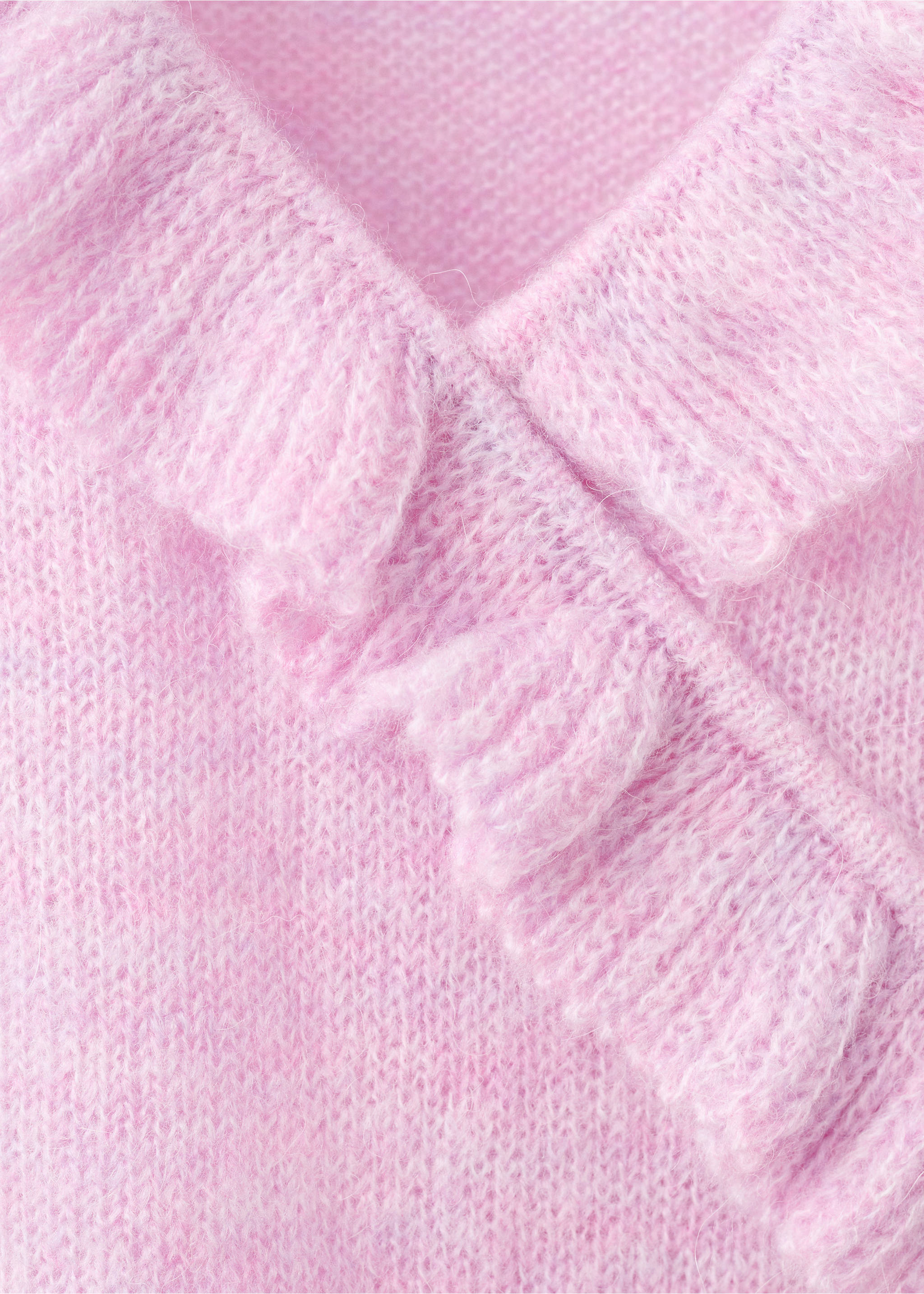 Ruffle knit top - Details of the article 8, Pink. Ref: 27034098-00.