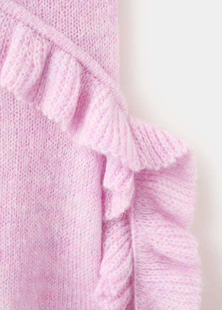 Ruffle knit top — Pink