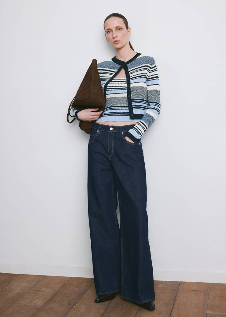 Stripped knit cardigan — Blue