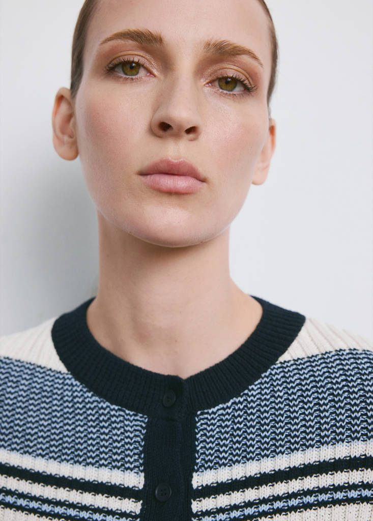 Stripped knit cardigan — Blue