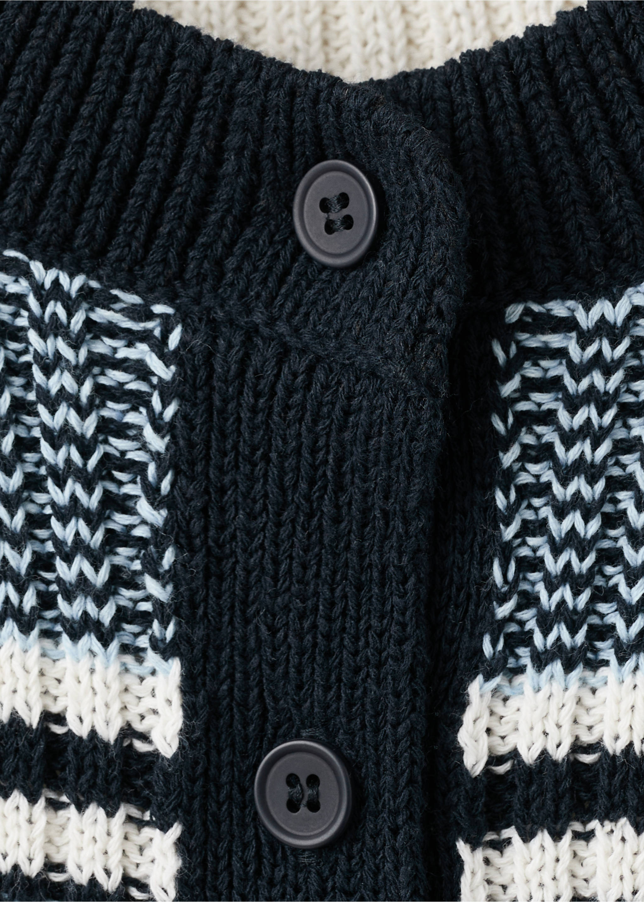 Stripped knit cardigan - Details of the article 8, Blue. Ref: 27034099-00.