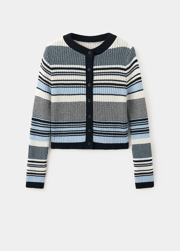 Stripped knit cardigan — Blue