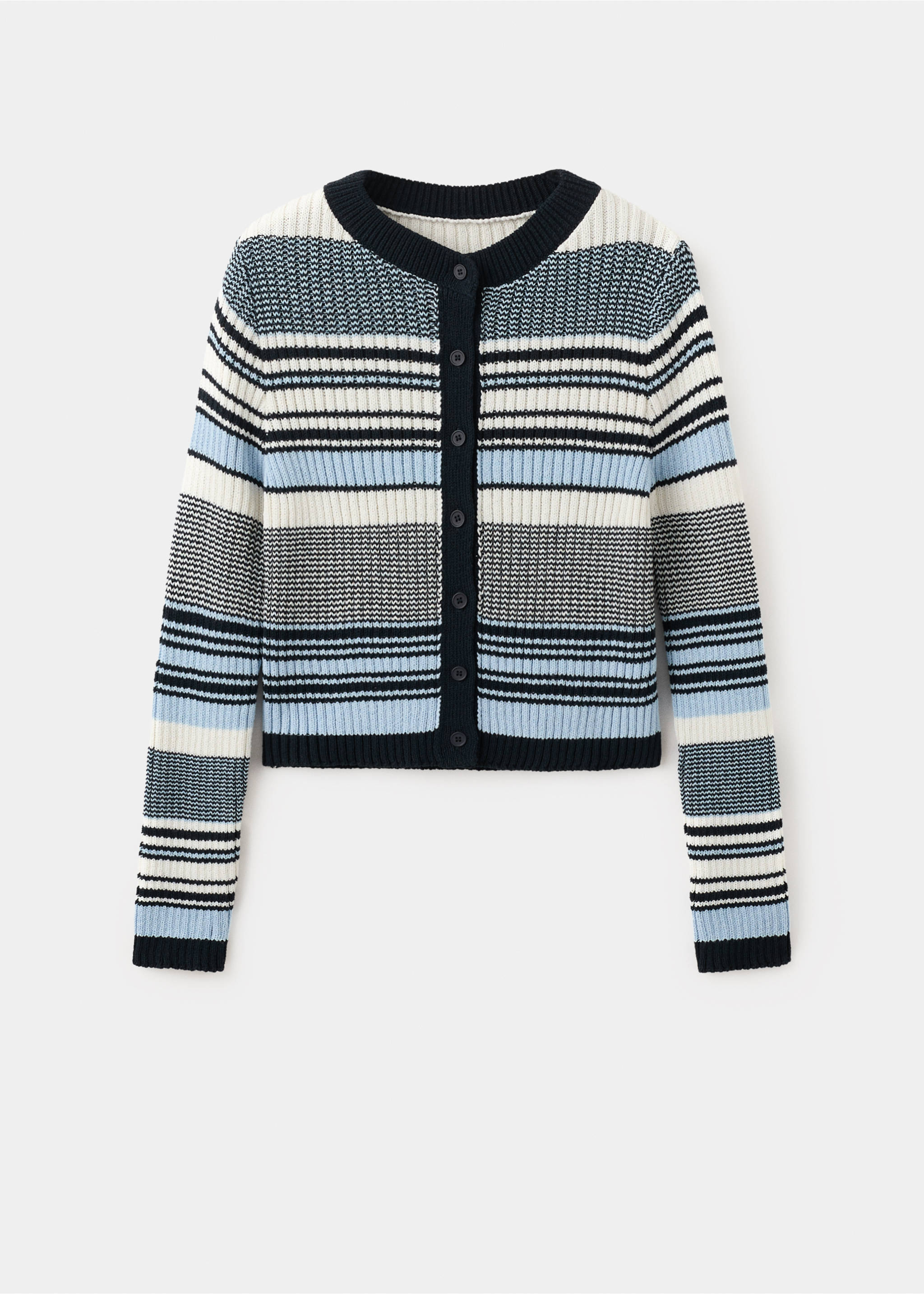 Stripped knit cardigan - Article without model, Blue. Ref: 27034099-00.