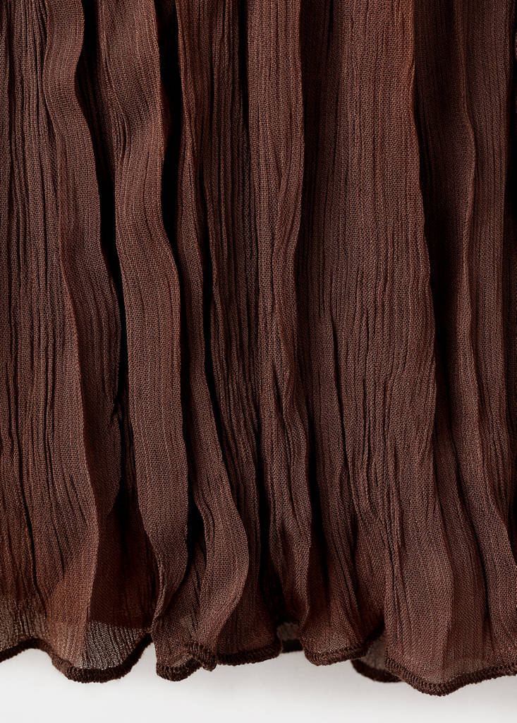 Ruffled chiffon blouse — Brown