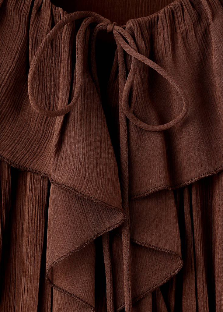 Ruffled chiffon blouse — Brown
