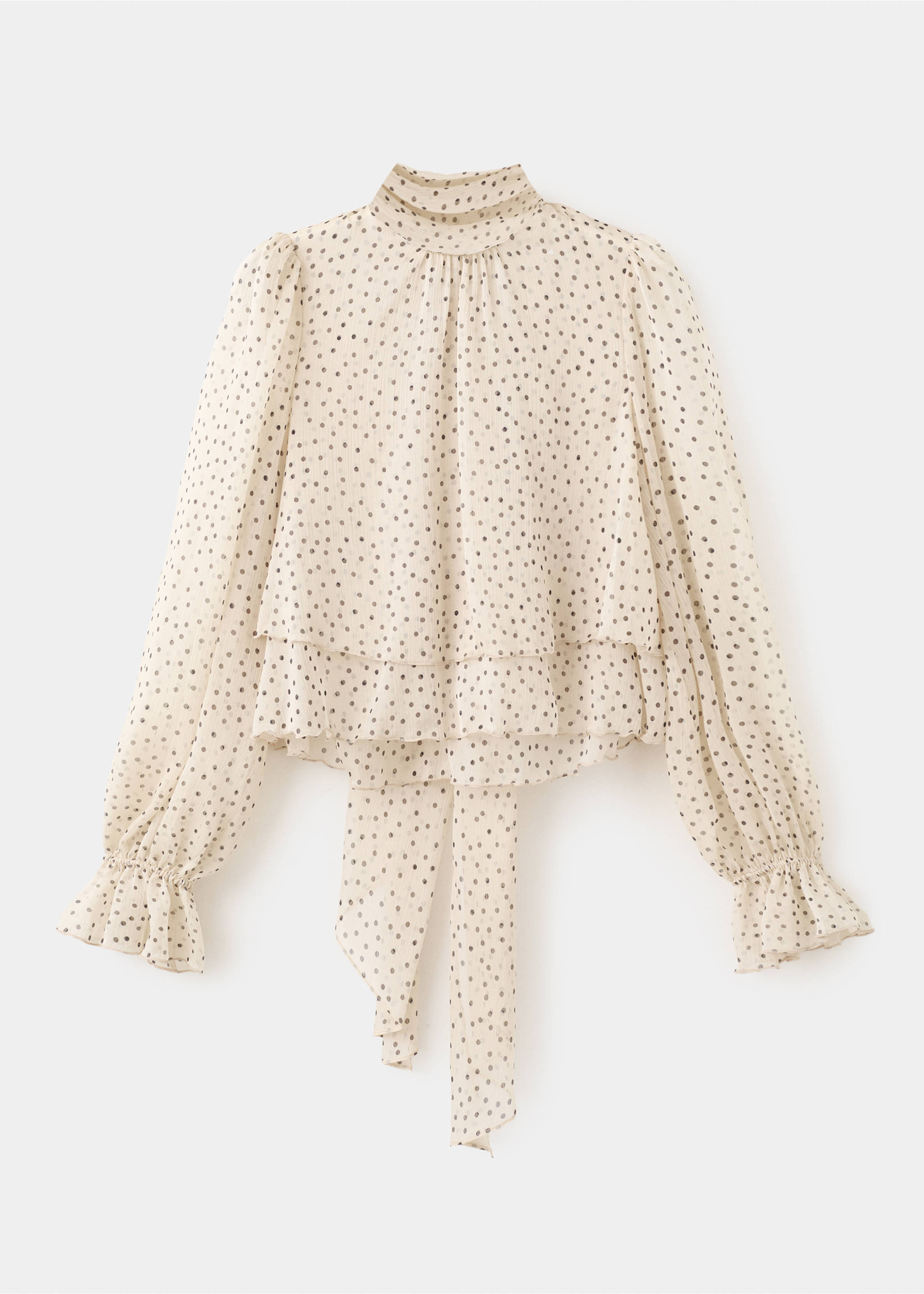 Bow polka-dot blouse - Article without model, Ecru. Ref: 27034101-00.