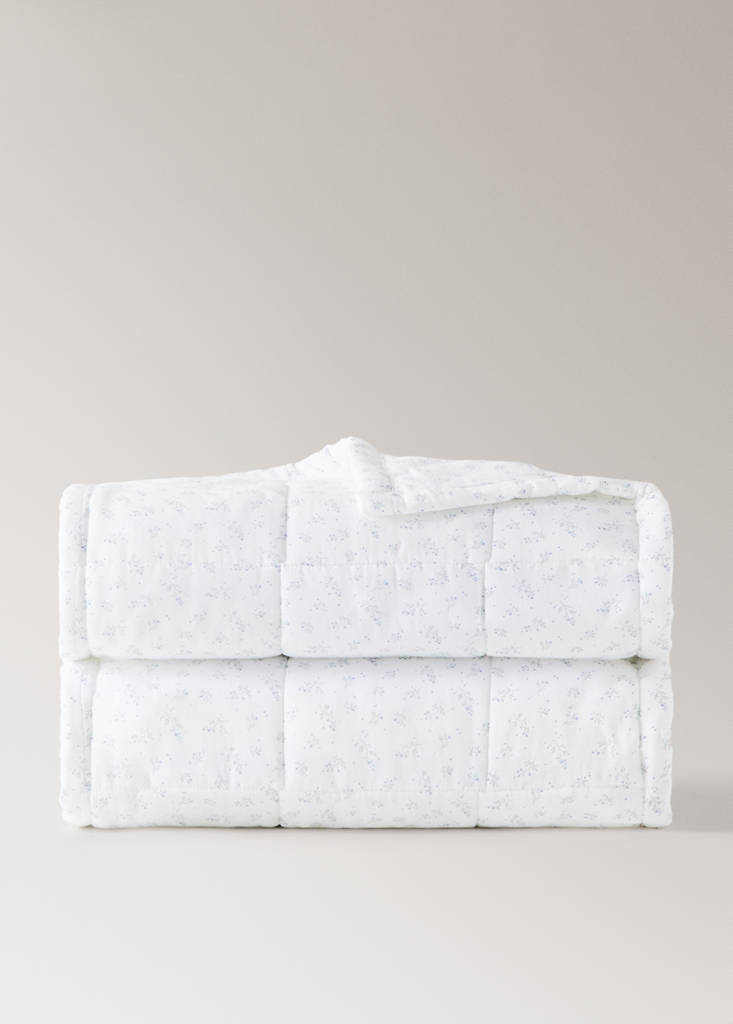 Mini-Babybett-Baumwolldecke mit Blumenmuster — Weiß