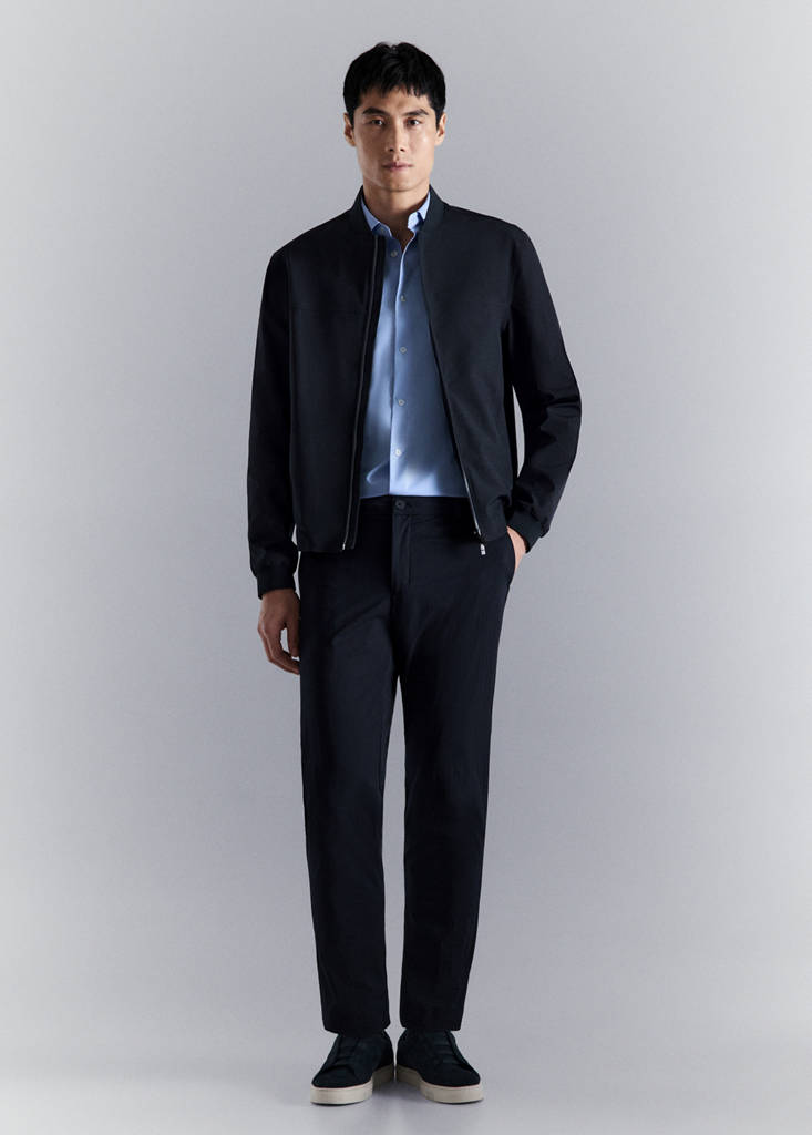 Water-repellent bomber jacket — Navy