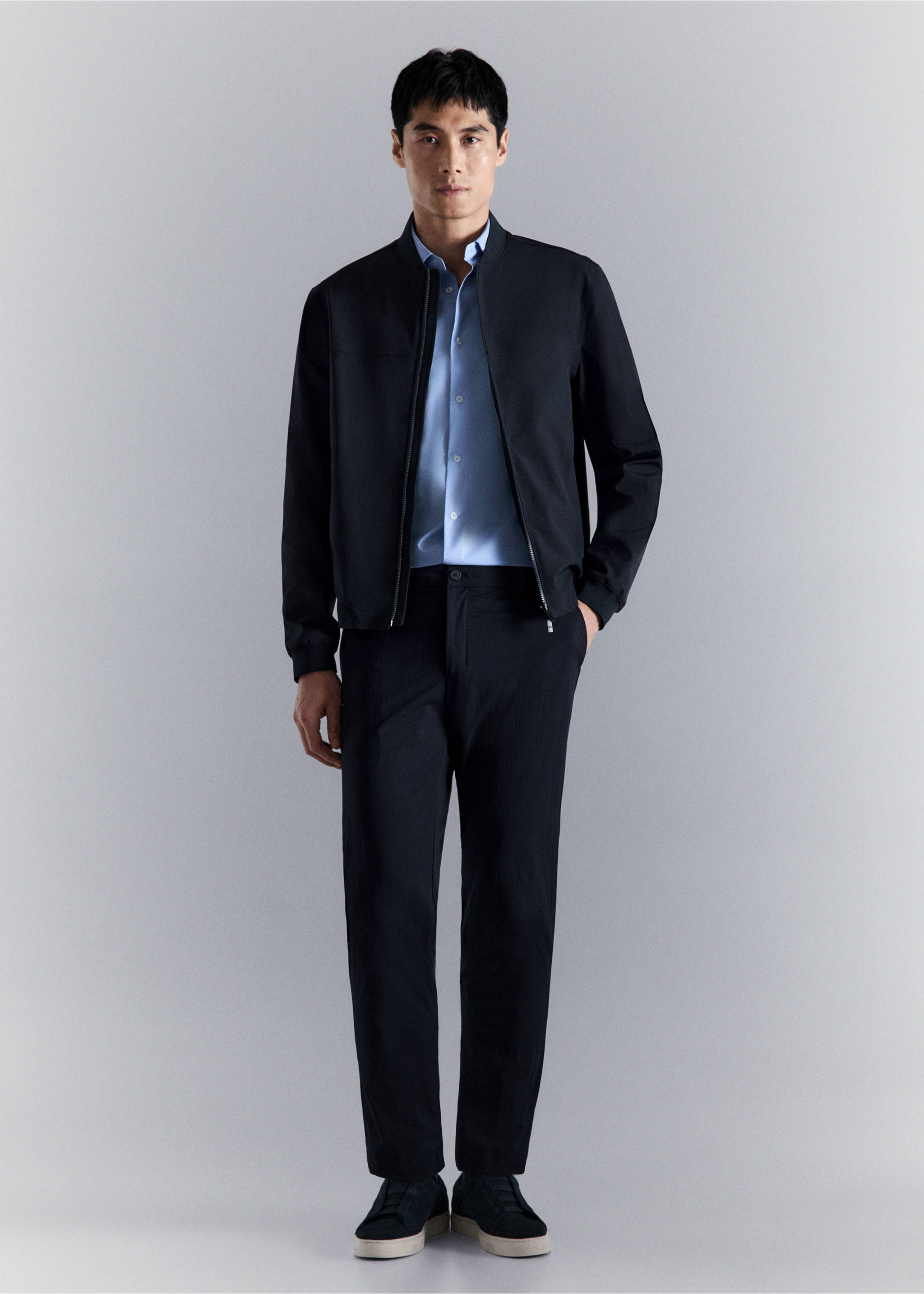 Chaqueta bomber water-repellent - Plano general, Azul marino. Ref: 27034408-00.