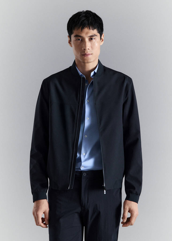 Water-repellent bomber jacket — Navy