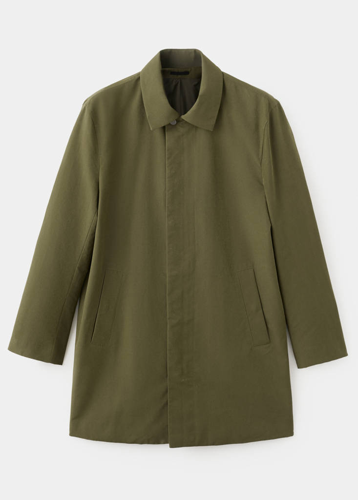 Water-repellent parka with removable hood — Olive Green