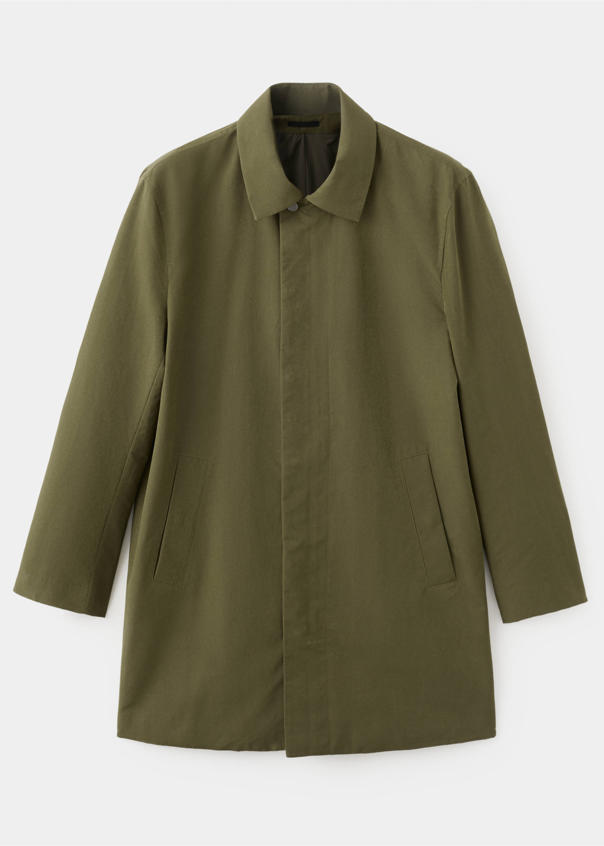 Water-repellent parka with removable hood - Details of the article 8, Olive Green. Ref: 27034409-00.