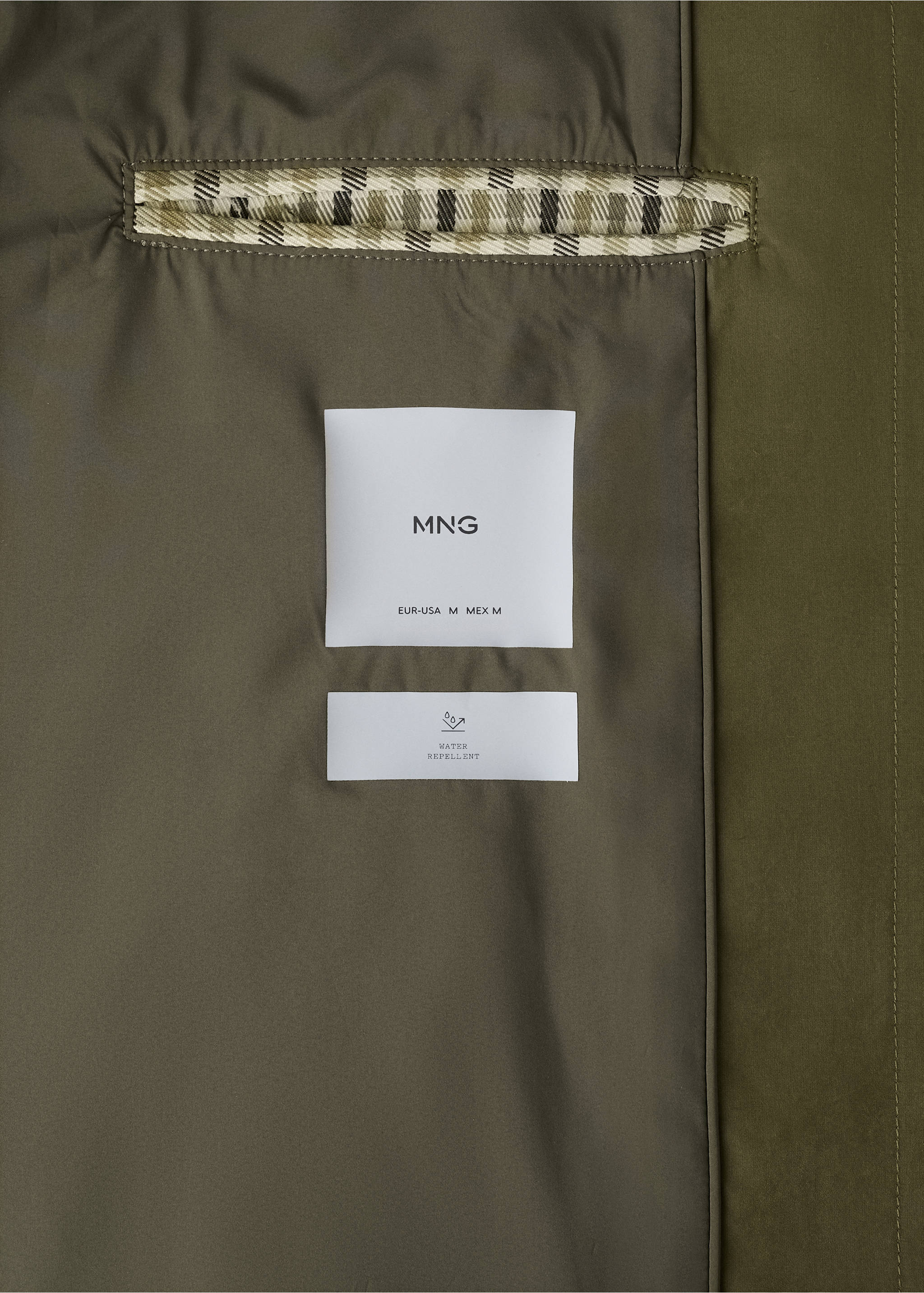 Water-repellent parka with removable hood - Details of the article 0, Olive Green. Ref: 27034409-00.