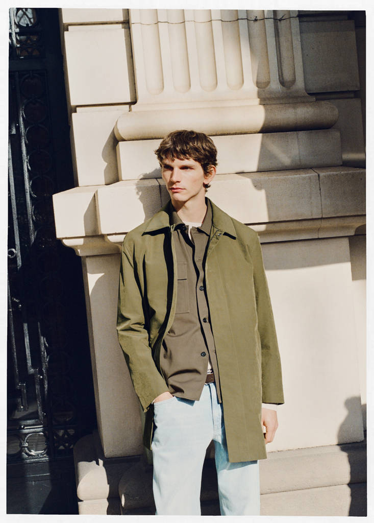 Water-repellent parka with removable hood — Olive Green