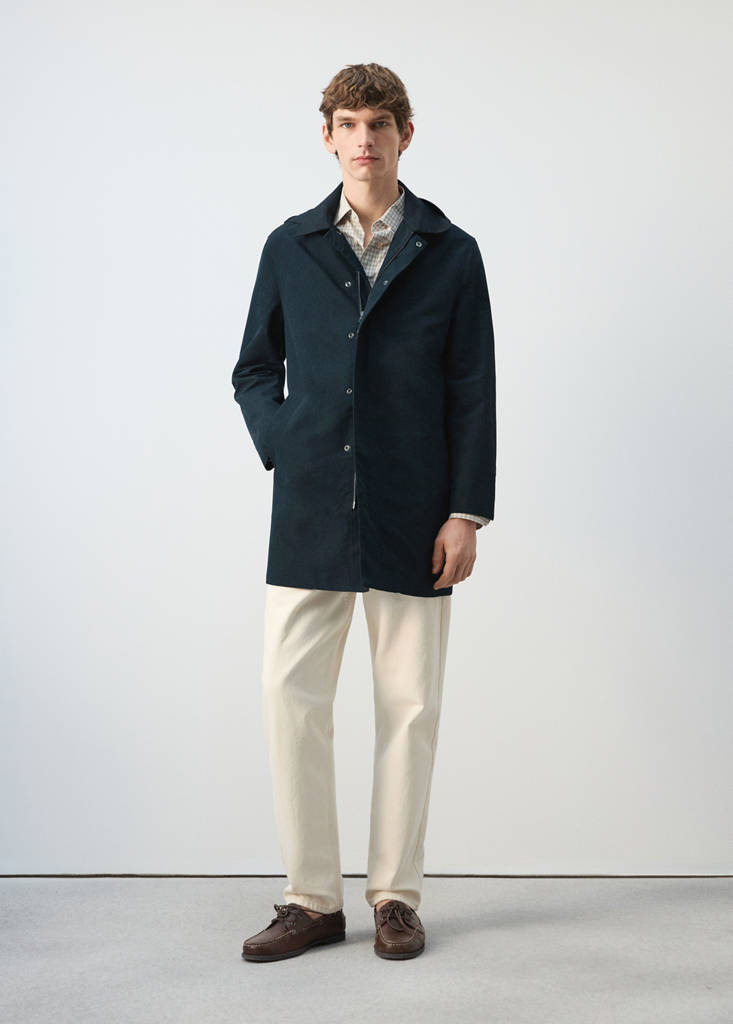 Water-repellent parka with removable hood — Navy