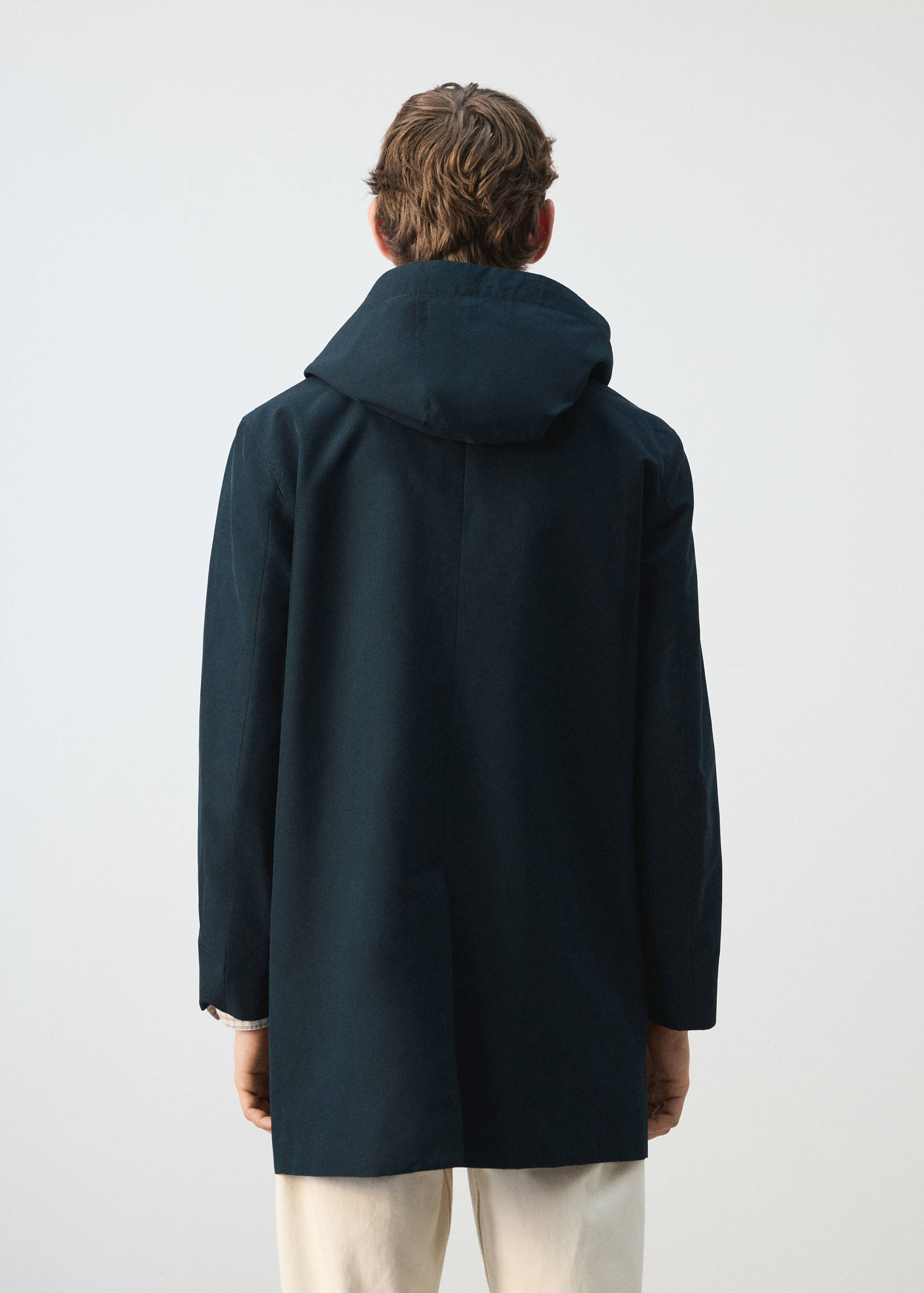 Парка из водоотталкивающей ткани со съемным капюшоном - Обратная сторона изделия