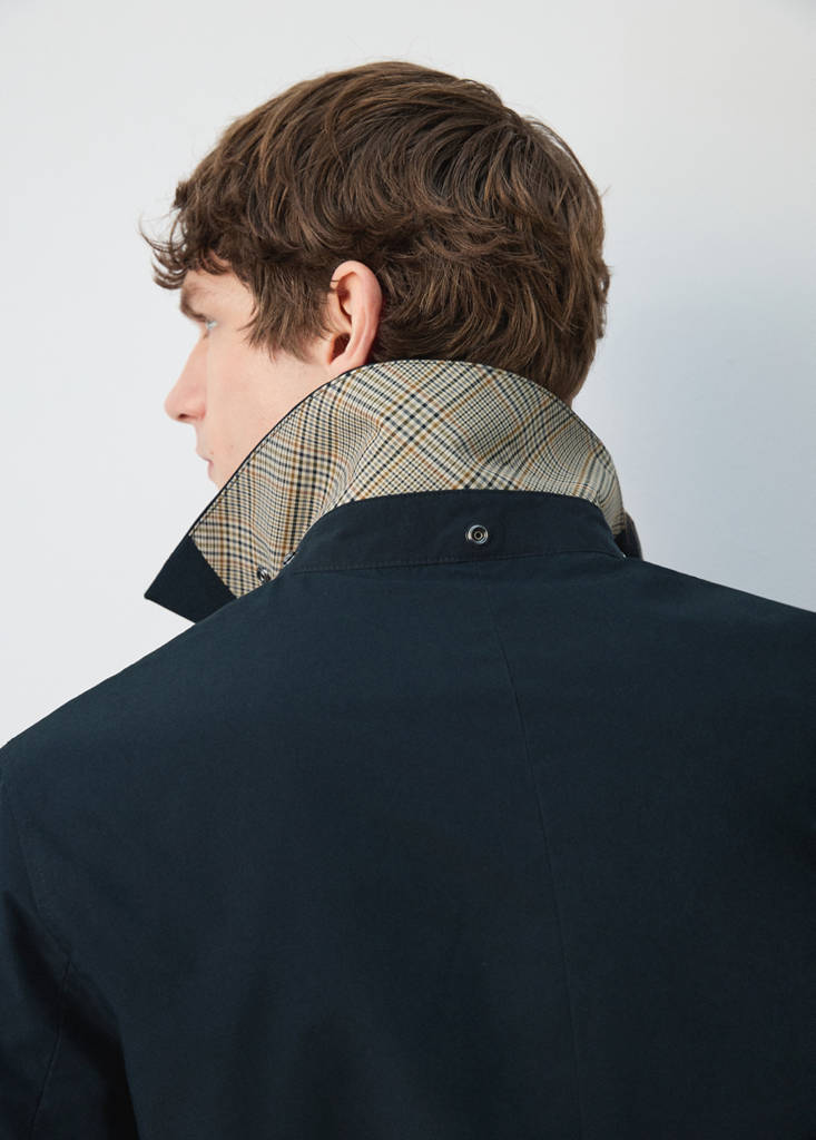 Water-repellent parka with removable hood — Navy