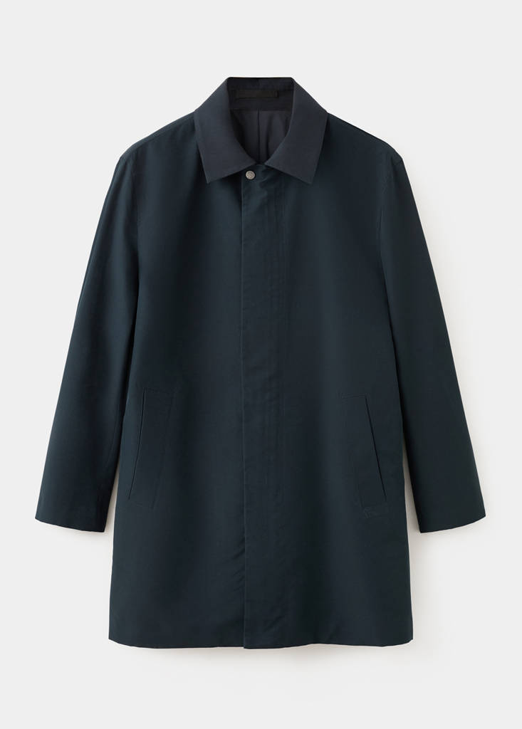 Water-repellent parka with removable hood — Navy