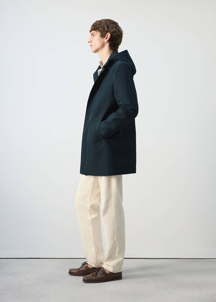 Water-repellent parka with removable hood — Navy