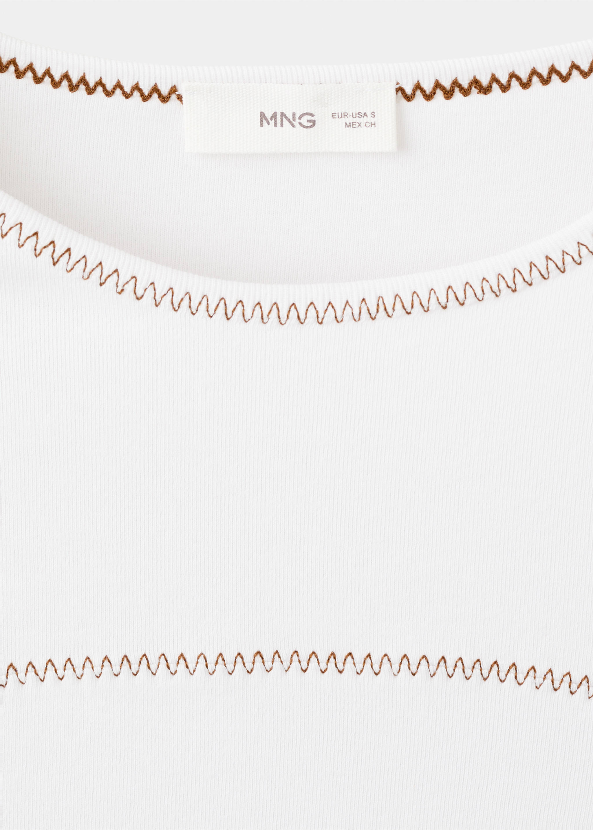 Embroidered detail T-shirt - Details of the article 8, Off White. Ref: 27034411-00.