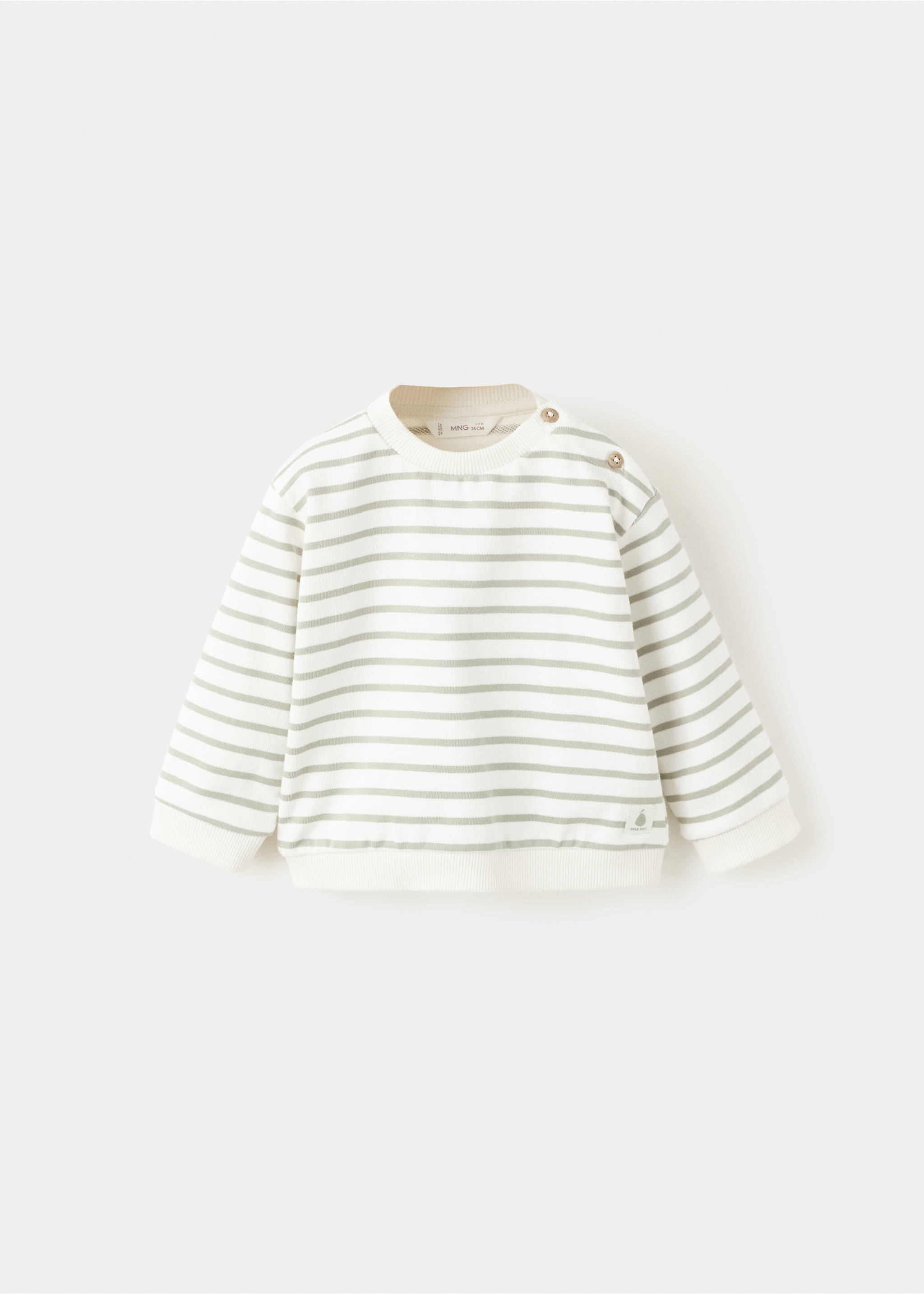 Striped cotton-blend sweatshirt - Article without model, Green. Ref: 27034412-00.