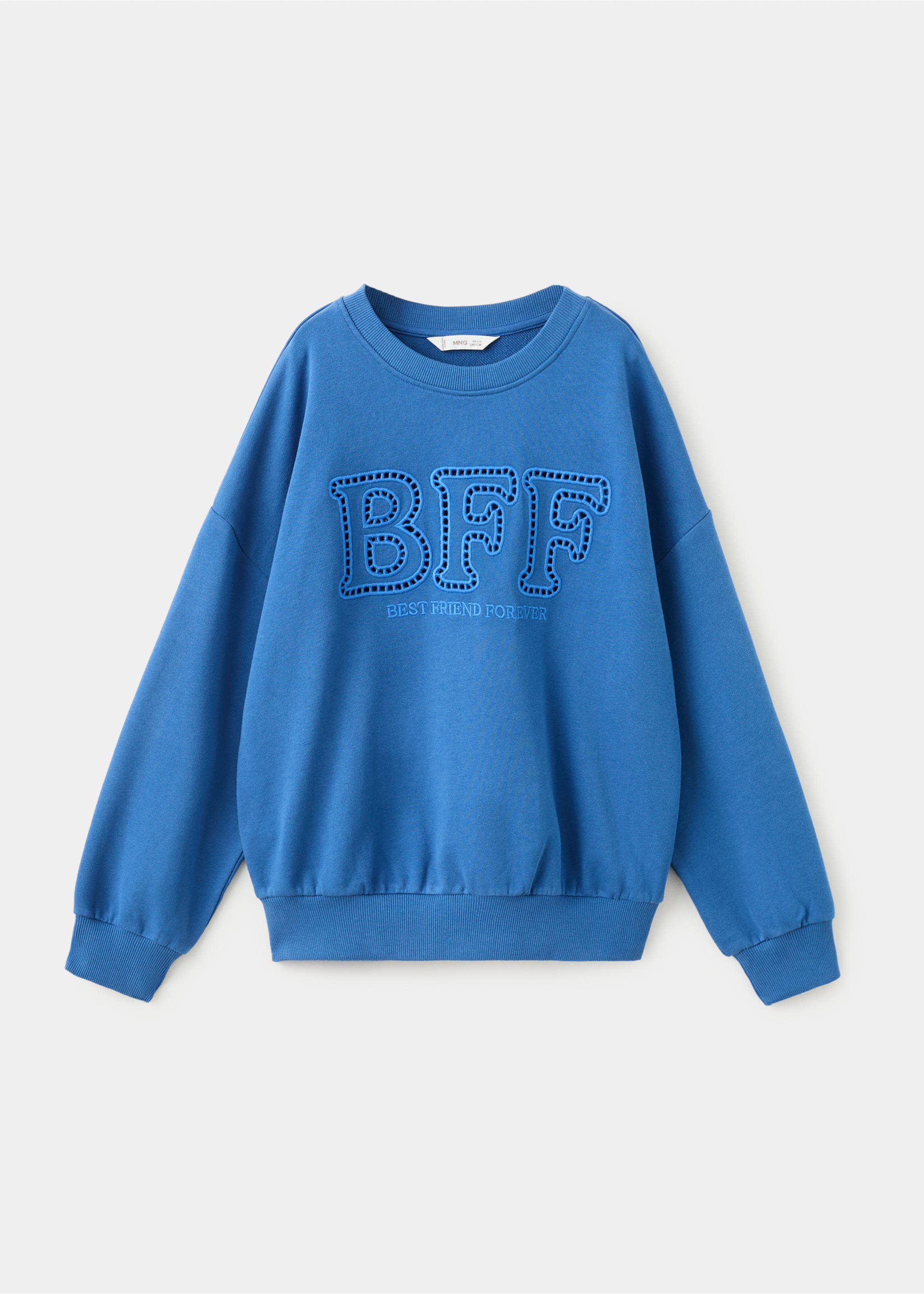 Oversized embroidered sweatshirt - Article without model, Vibrant blue. Ref: 27034413-00.