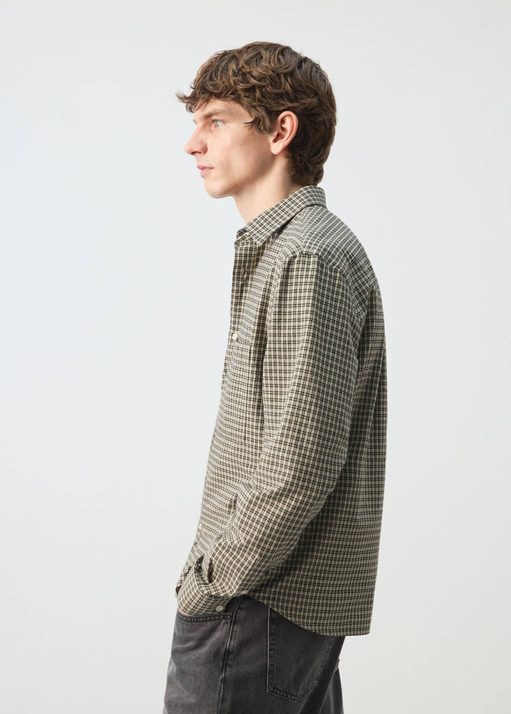 Regular fit check cotton shirt — Beige