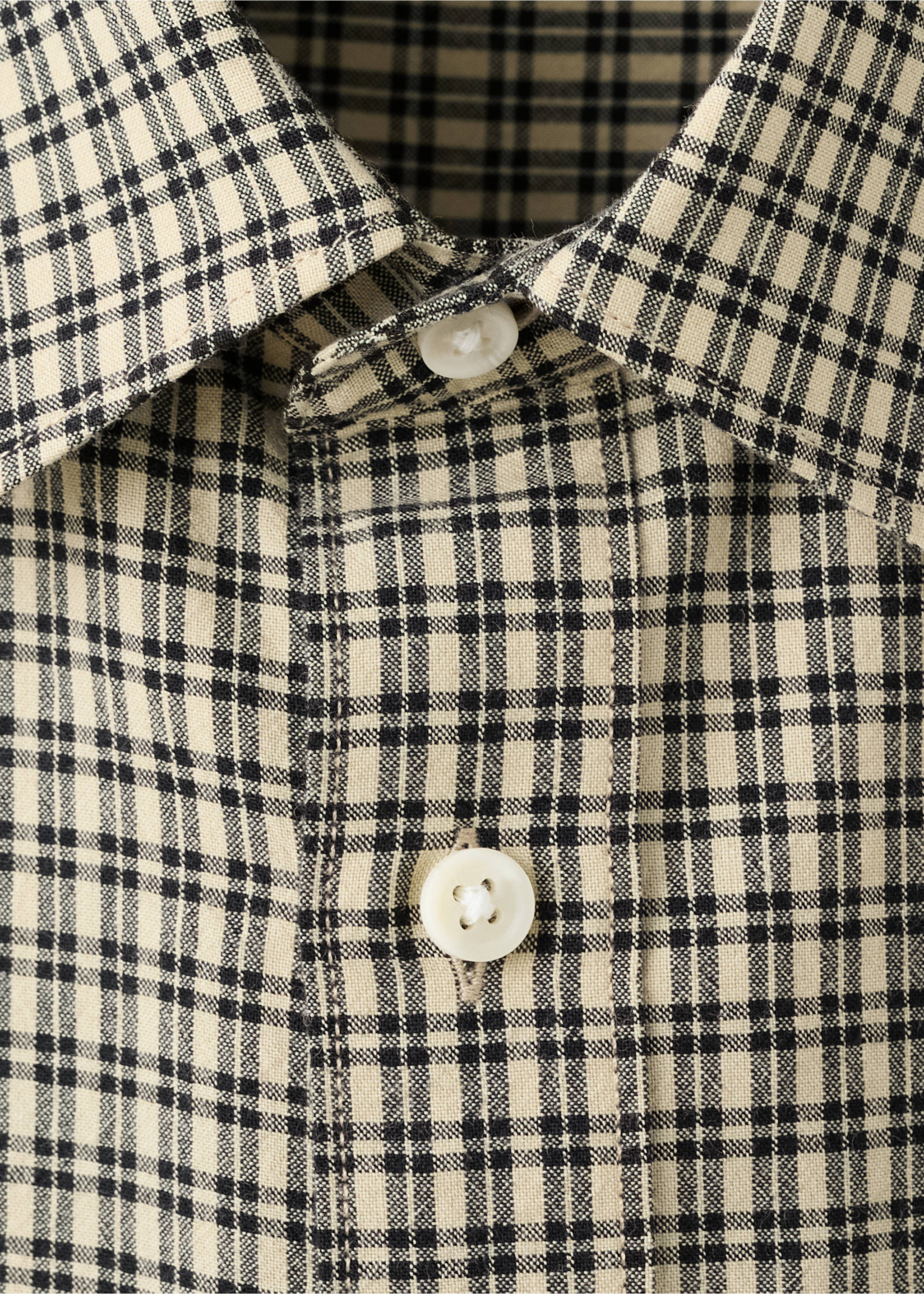 Хлопковая рубашка regular fit в клетку - Деталь изделия 8, Бежевый. Ref: 27034425-00.