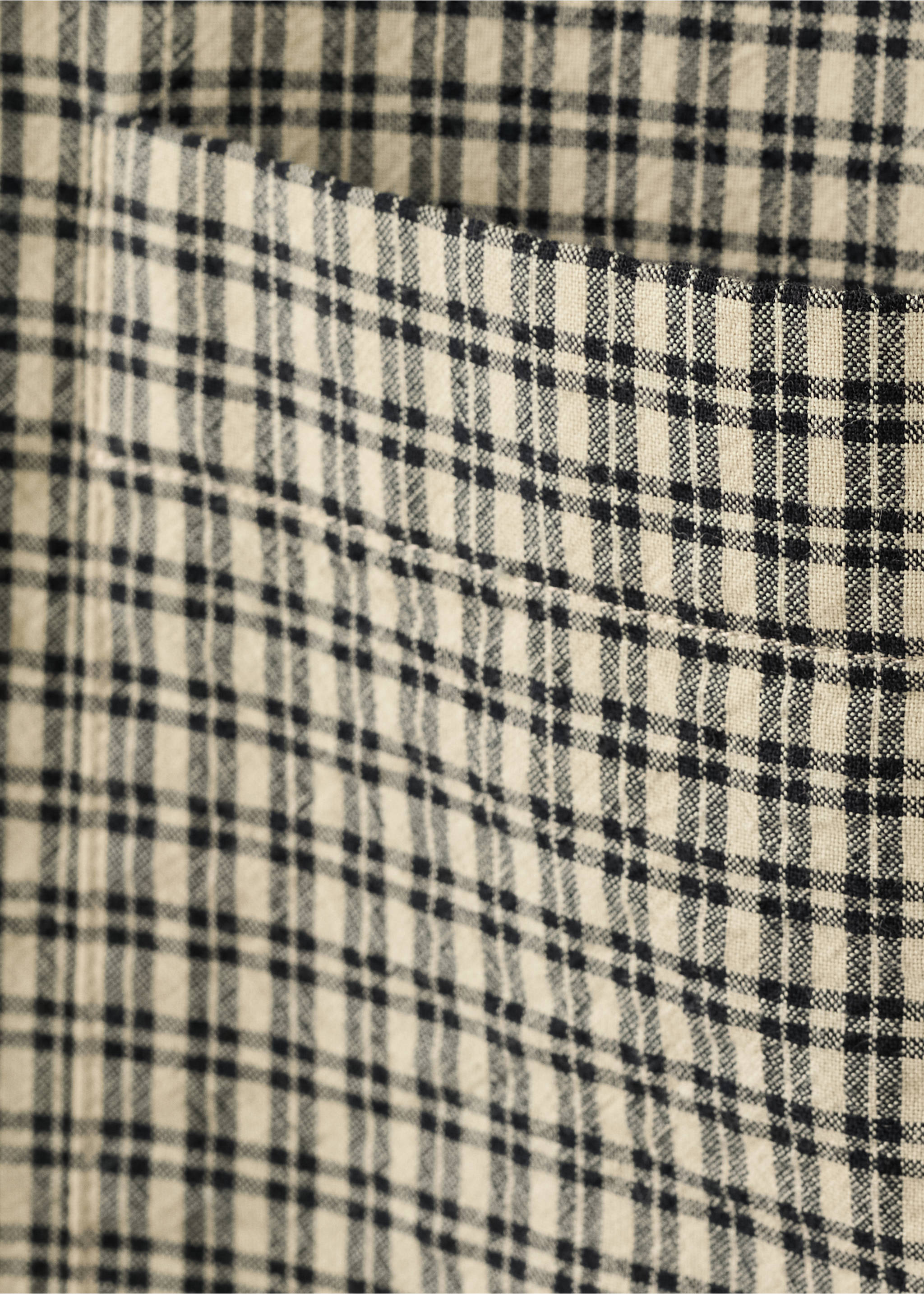 Хлопковая рубашка regular fit в клетку - Деталь изделия 0, Бежевый. Ref: 27034425-00.