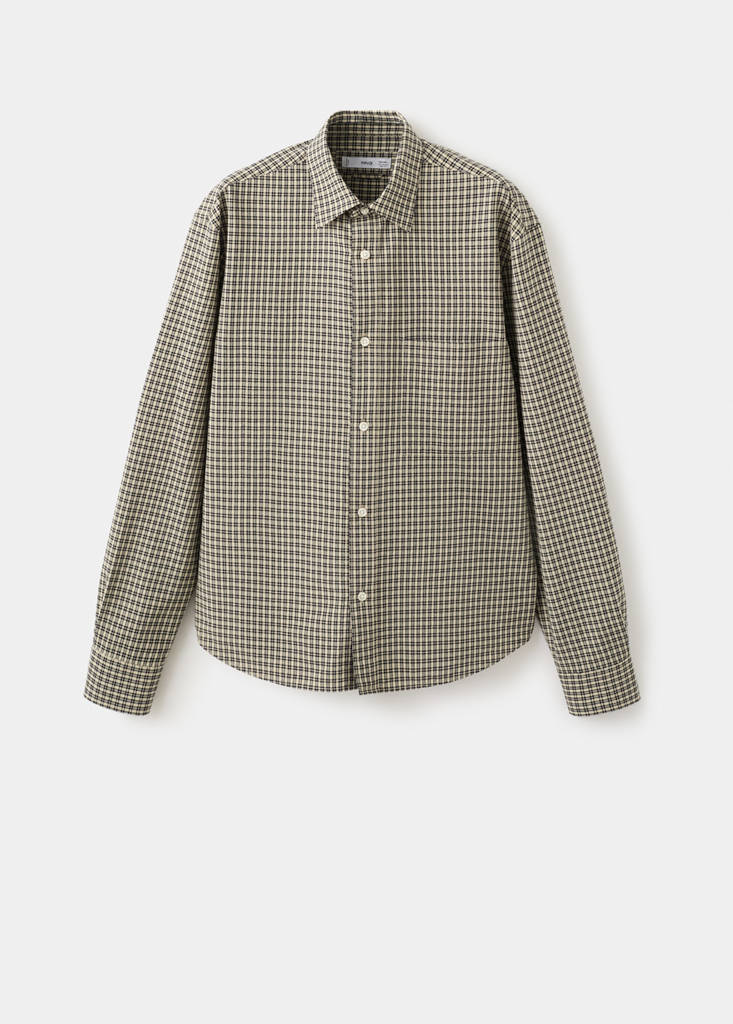 Regular fit check cotton shirt — Beige